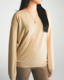 Crew Neck Sweater with Side Slit
