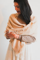 Fringed Brown Cashmere Scarf