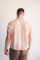 Cable Knit Cashmere Polo
