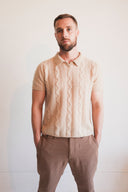 Cable Knit Cashmere Polo