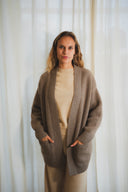 Open-Front Cable Knit Cashmere Cardigan