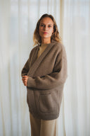Open-Front Cable Knit Cashmere Cardigan