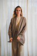 Open-Front Cable Cashmere Cardigan
