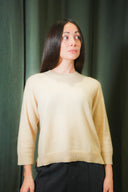 3/4 Sleeve Crewneck Cashmere Sweater