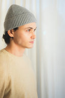 Ribbed Fold-Over Cashmere Toque
