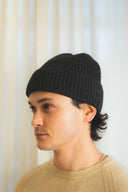 Ribbed Fold-Over Cashmere Toque