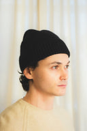 Ribbed Fold-Over Cashmere Toque