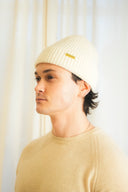 Ribbed Fold-Over Cashmere Toque