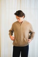 Textured Zip-Up Cashmere Sweater