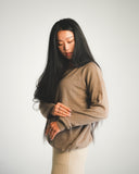 Crew Neck Sweater with Side Slit