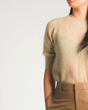 Half-Sleeve Mock Neck Cashmere Sweater