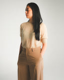 Half-Sleeve Mock Neck Cashmere Sweater