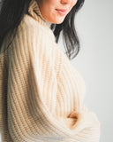 Ribbed Mock Neck Cashmere Sweater