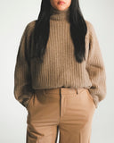 Ribbed Mock Neck Cashmere Sweater