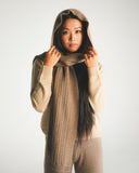 Ribbed Hooded Cashmere Scarf