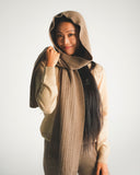 Ribbed Hooded Cashmere Scarf