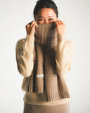 Rib-Knit Cashmere Scarf – Natural Brown