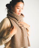 Rib-Knit Cashmere Scarf – Natural Brown