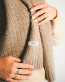 Rib-Knit Cashmere Scarf – Natural Brown