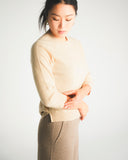 3/4 Sleeve Crewneck Cashmere Sweater