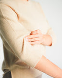 3/4 Sleeve Crewneck Cashmere Sweater