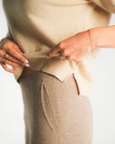 3/4 Sleeve Crewneck Cashmere Sweater