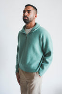 Ribbed Relaxed Half-Zip Cashmere Sweater