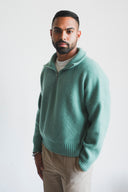 Ribbed Relaxed Half-Zip Cashmere Sweater