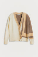 Two-Tone Striped Cashmere Cardigan