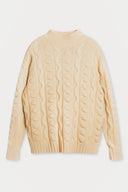 Cable Knit Mock Neck Cashmere Sweater