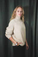 Ribbed Mock Neck Cashmere Sweater