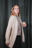 Open-Front Cable Knit Cashmere Cardigan