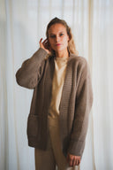 Open-Front Cable Knit Cashmere Cardigan