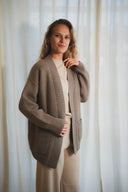 Open-Front Cable Knit Cashmere Cardigan