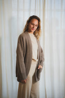 Open-Front Cable Knit Cashmere Cardigan