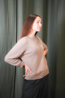 3/4 Sleeve Crewneck Cashmere Sweater