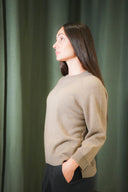 3/4 Sleeve Crewneck Cashmere Sweater