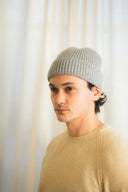 Ribbed Fold-Over Cashmere Toque