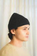 Ribbed Fold-Over Cashmere Toque