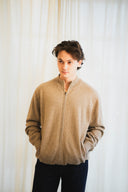 Textured Zip-Up Cashmere Sweater