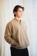 Textured Zip-Up Cashmere Sweater